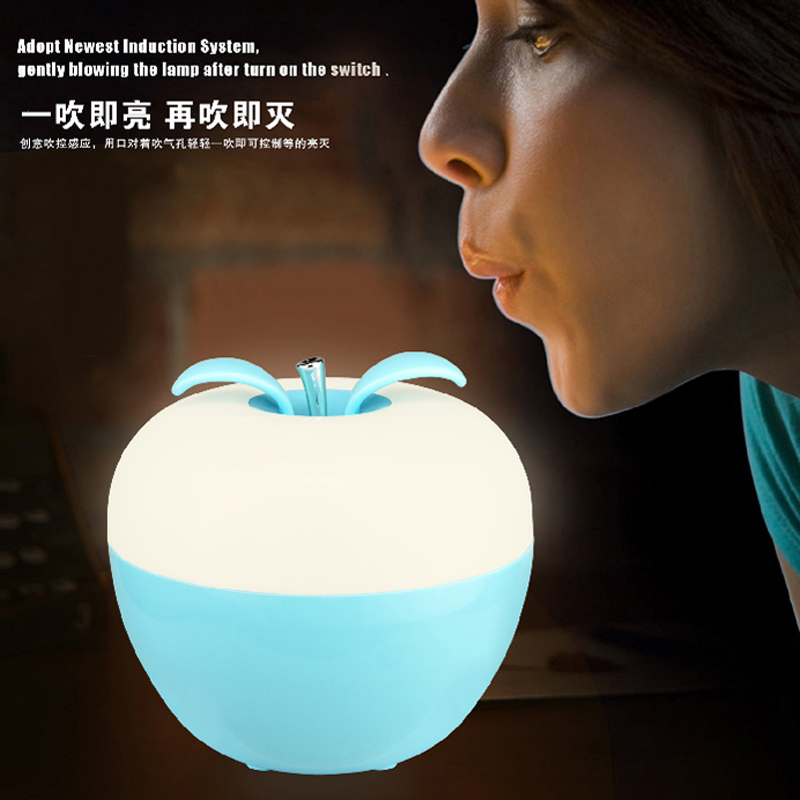 苹果吹控床头小夜灯USB氛围灯调光LED充电七彩灯