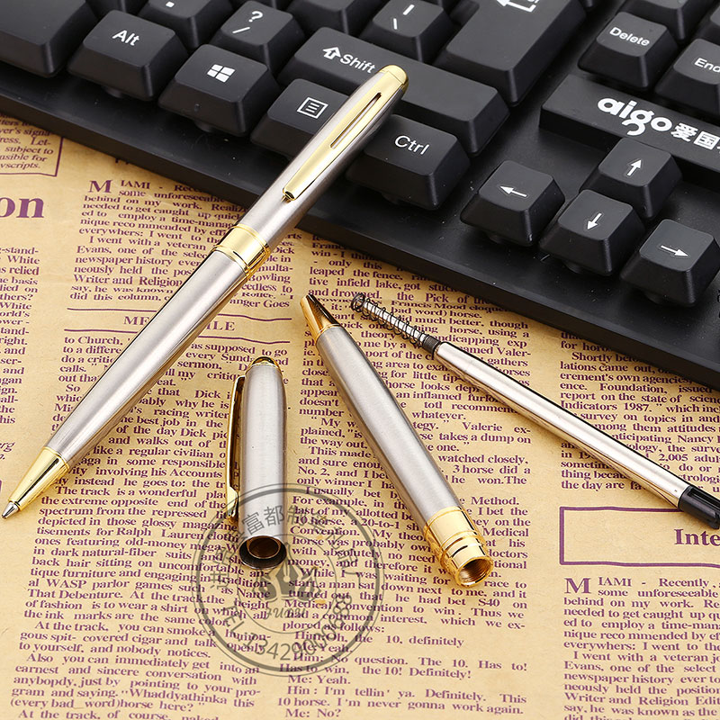 Factory direct sales of metal ballpoint pens, stainless steel pens, custom ballpoint pens, writing and rotating gift pens Specification image