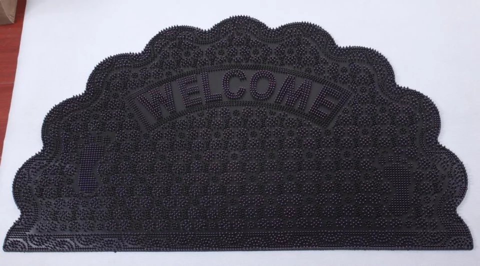 Semi-circular wavy PVC mat, rubber floor mat, raised point WELCOME mat, outdoor mat, door mat, household mat Specification drawing