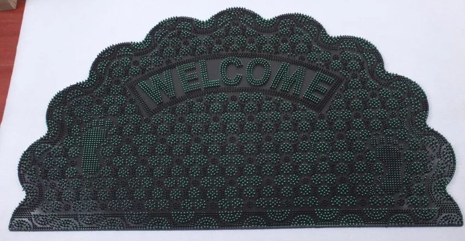 Semi-circular wavy PVC mat, rubber floor mat, raised point WELCOME mat, outdoor mat, door mat, household mat full figure