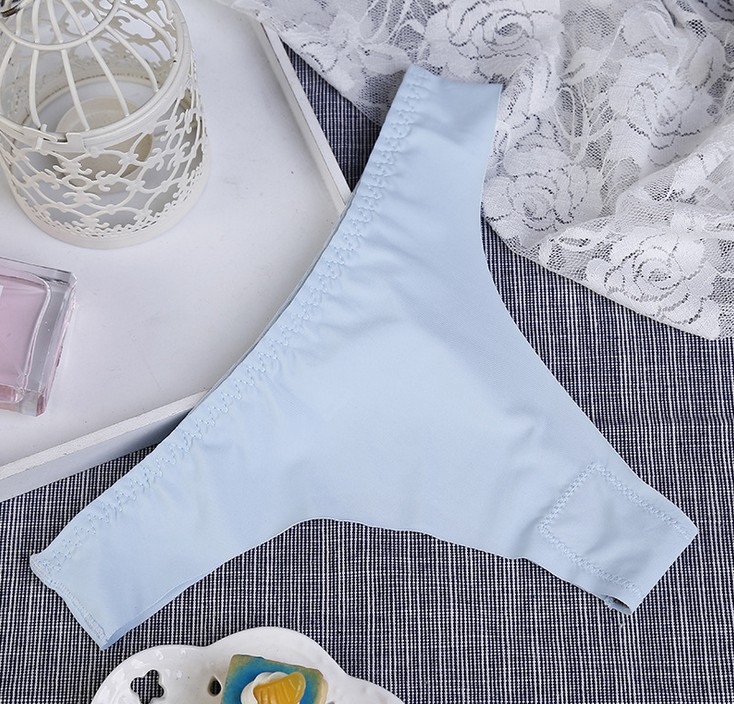 Ladies' one-piece ice silk seamless thong alluring and sexy solid color low-waist romantic underwear Specification image