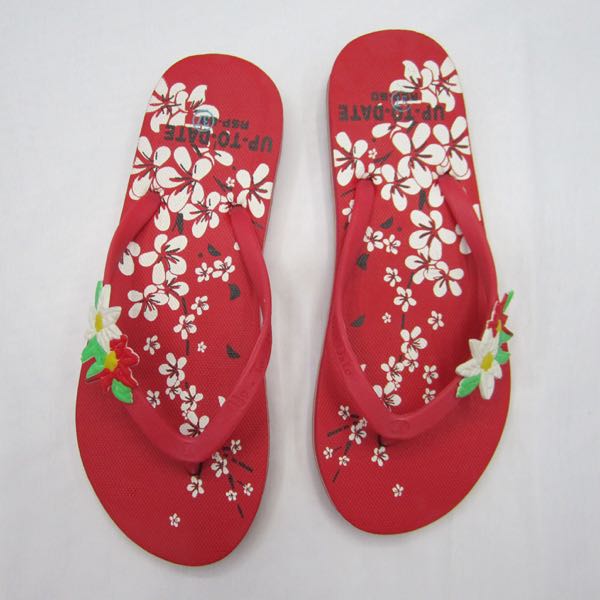 Red flower-shaped women's flip-flops beach slippers are available details Picture