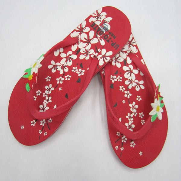 Red flower-shaped women's flip-flops beach slippers are available Specification image