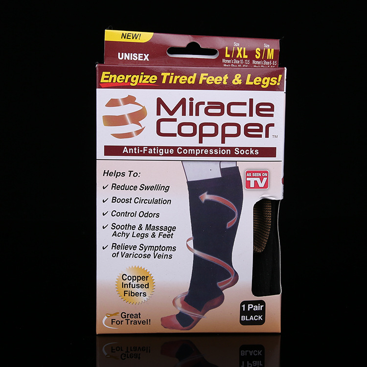 Miracle Socks Copper Fiber Slimming Leg Anti-muscle Curve nylon pressure Sports Socks