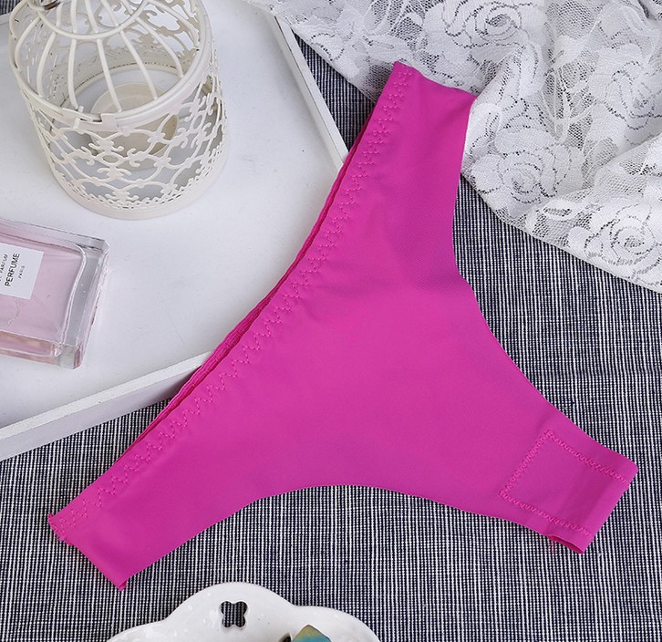 Ladies' one-piece ice silk seamless thong alluring and sexy solid color low-waist romantic underwear details Picture