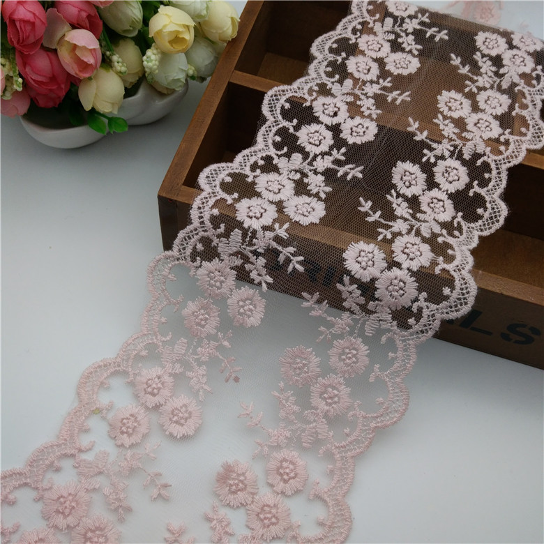 Double-sided milk silk embroidered lace Specification image