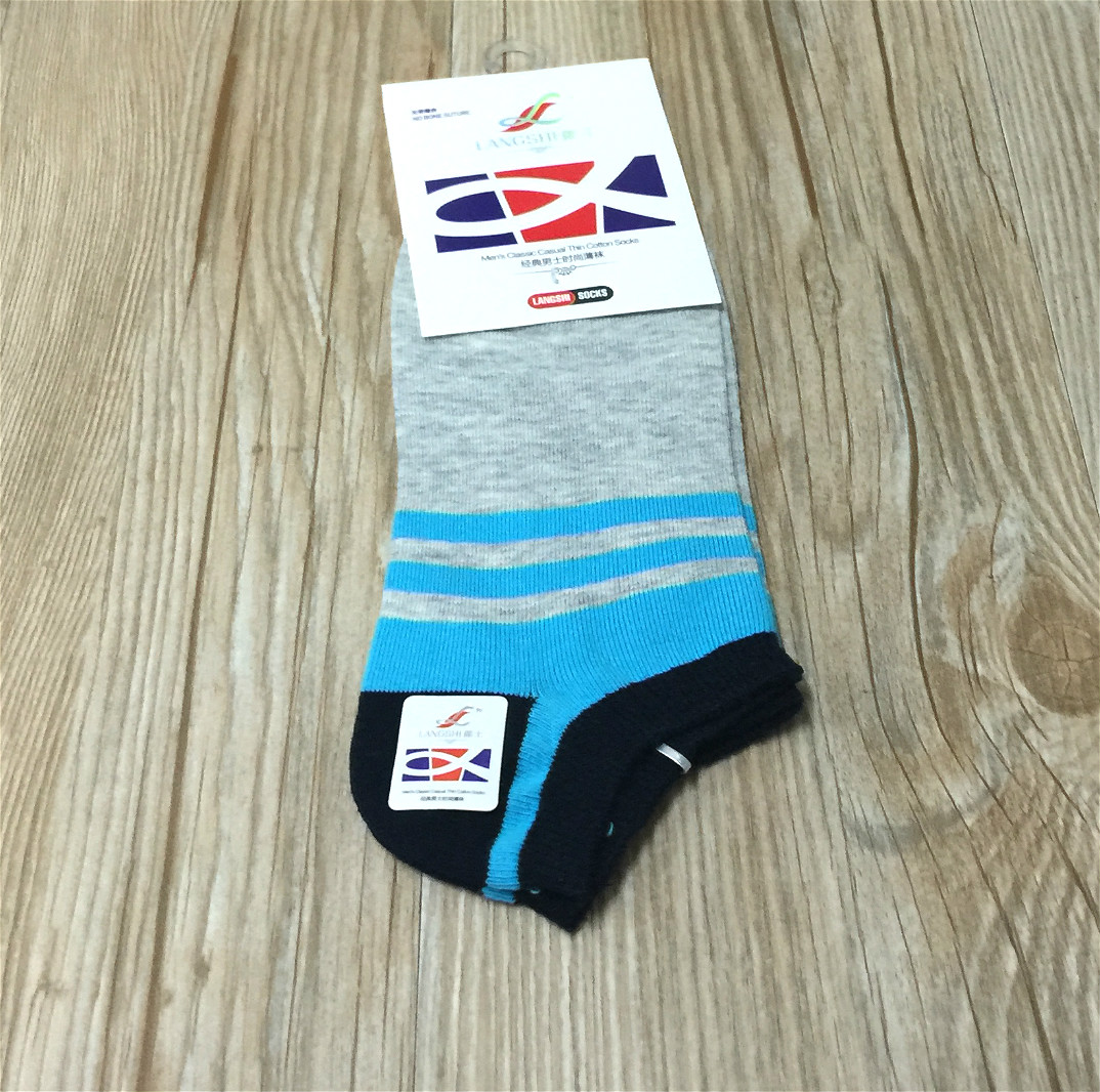 Men's thin short socks made of pure cotton fabric, men's boat socks details Picture