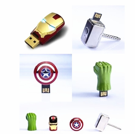 Avengers 32GU flash drive, Iron Man Glowing USB flash drive, Captain America Shield, Thor's Hammer, Hulk USB flash drive