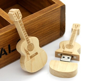 Factory direct sales of bamboo and wood craft USB flash drives, creative gifts, maple guitar USB flash drive LOGO customization