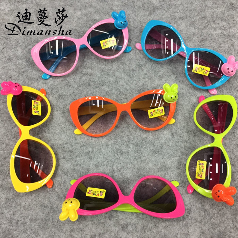 可爱小兔子造型儿童太阳镜 卡通七彩儿童镜 新款