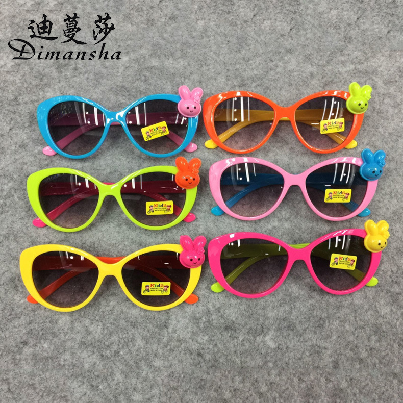 可爱小兔子造型儿童太阳镜 卡通七彩儿童镜 新款产品图