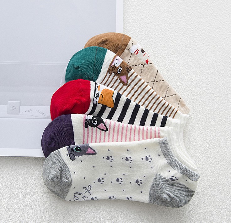 春夏船袜 日系卡通猫 纯棉 船袜女 短袜 袜子细节图