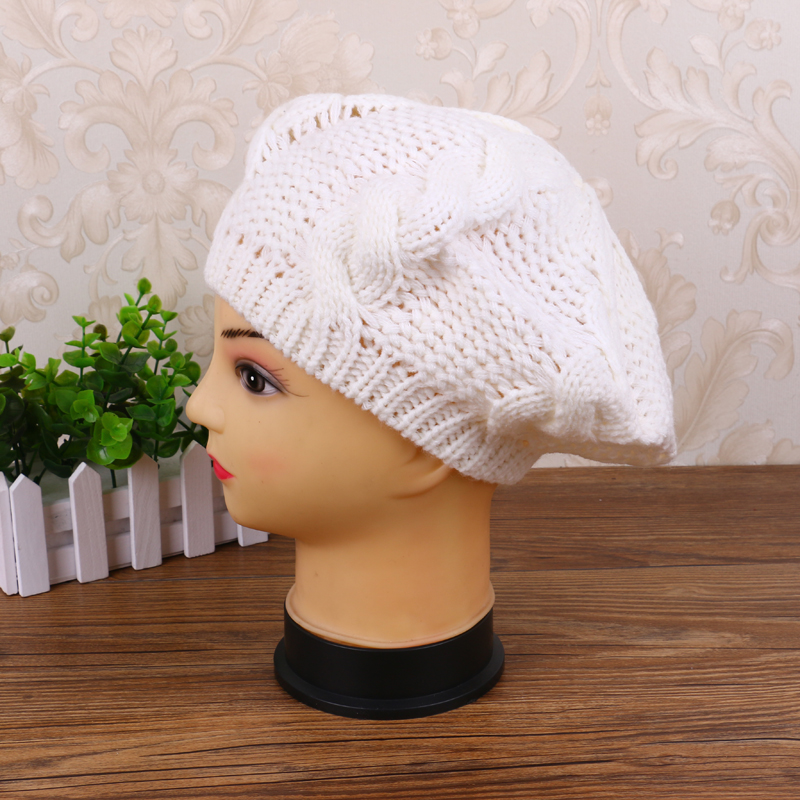 Autumn/Winter Fashion Ladies Beret Hat Painter Hat Warm Knit Hat Woolen Hat Specification drawing