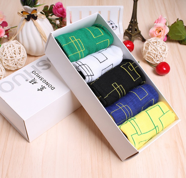 涤棉男船袜吸汗透气防臭袜5双礼盒装批发 优质袜子