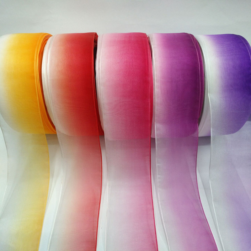 Hot-selling 12 minutes 4 cm gradient gauze ribbon hair accessory, bath ball, bow ribbon accessory