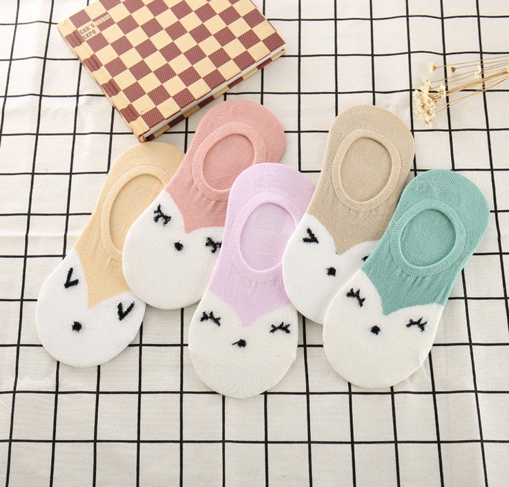 女士船袜防滑硅胶隐形袜全棉袜子卡通袜