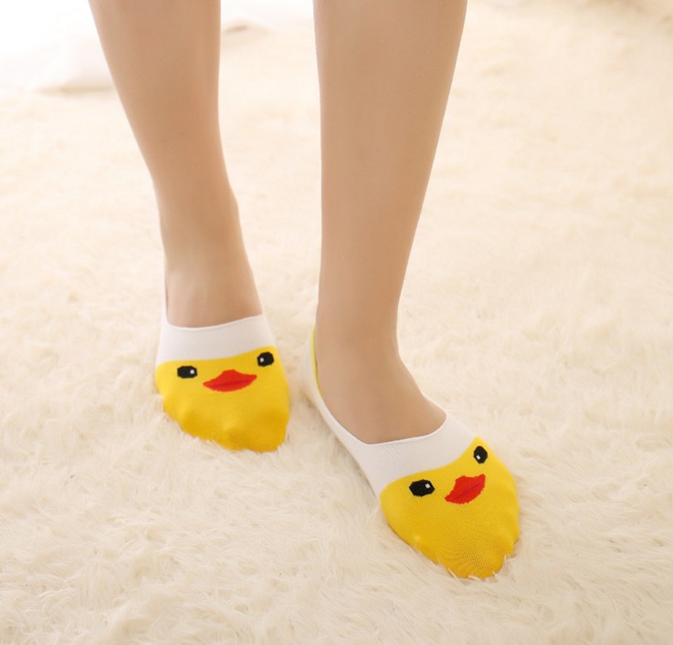 春夏女士船袜防滑硅胶隐形袜卡通袜头全棉袜子批发细节图