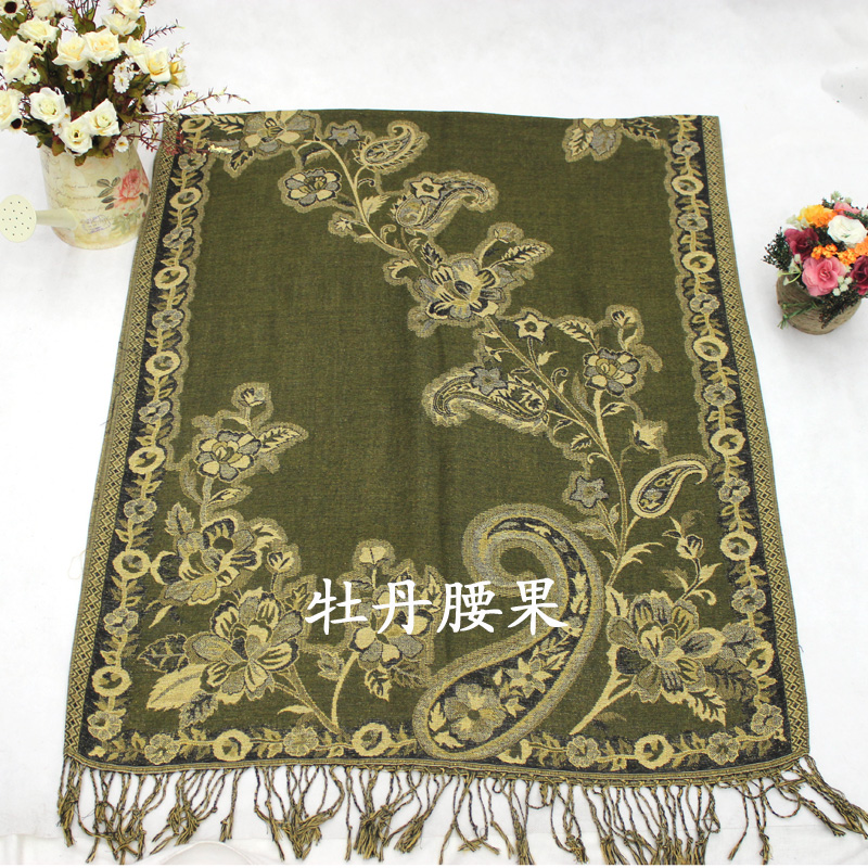 Gold Silk Jacquard Scarf Wholesale Gold Silk Jacquard Scarf Shawls details Picture