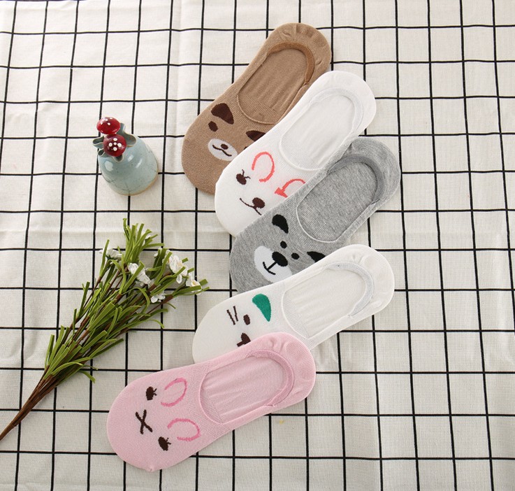 春夏女士船袜防滑硅胶隐形袜全棉卡通袜子批发产品图