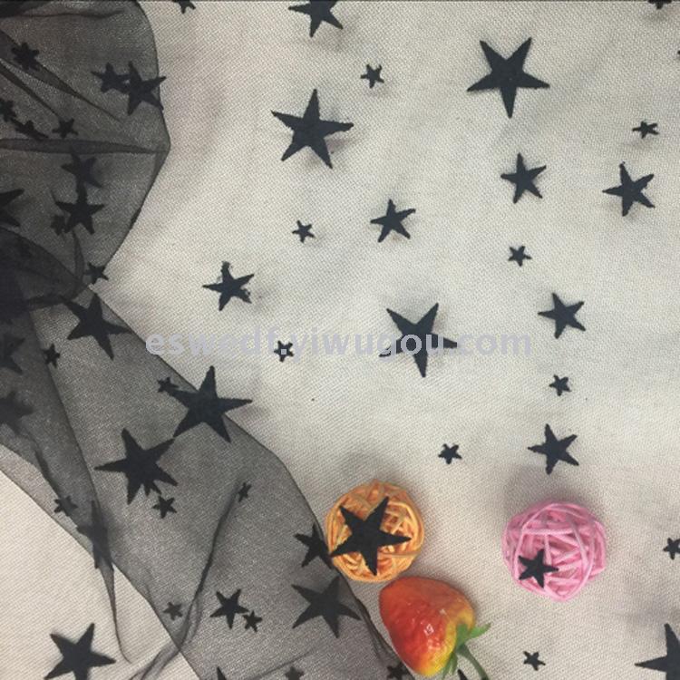A variety of popular micro-business flocked mesh DIY base layer shirts, see-through outfits, fabric designs and production Specification image