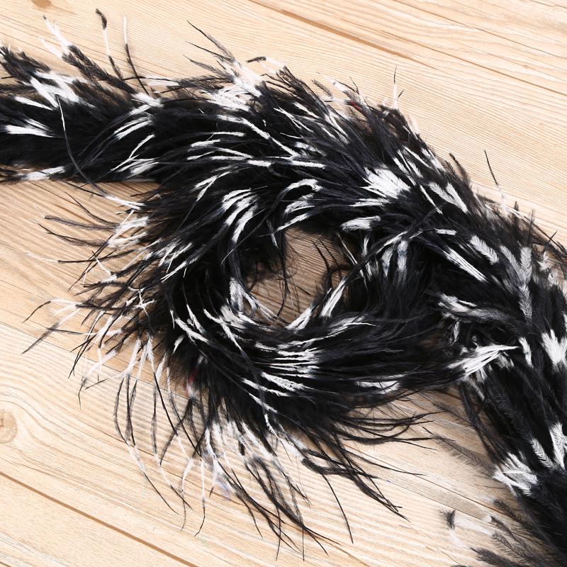 Black And White Two Color Ostrich Feather Strip Feather Cloth Handmade Diy Props Specification drawing