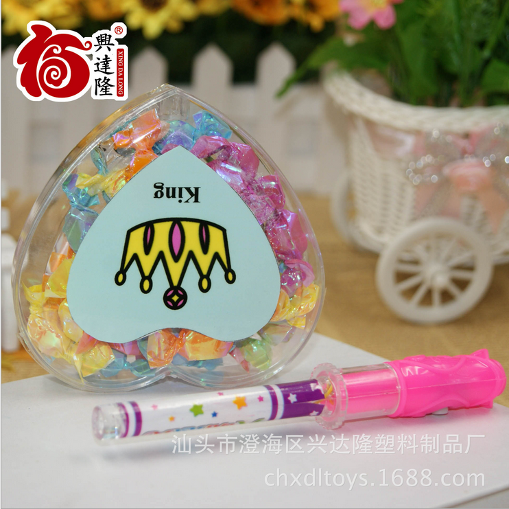 Seven-color LED flashing light lollipop box, Valentine's Day PS heart-shaped flashing candy box Specification image