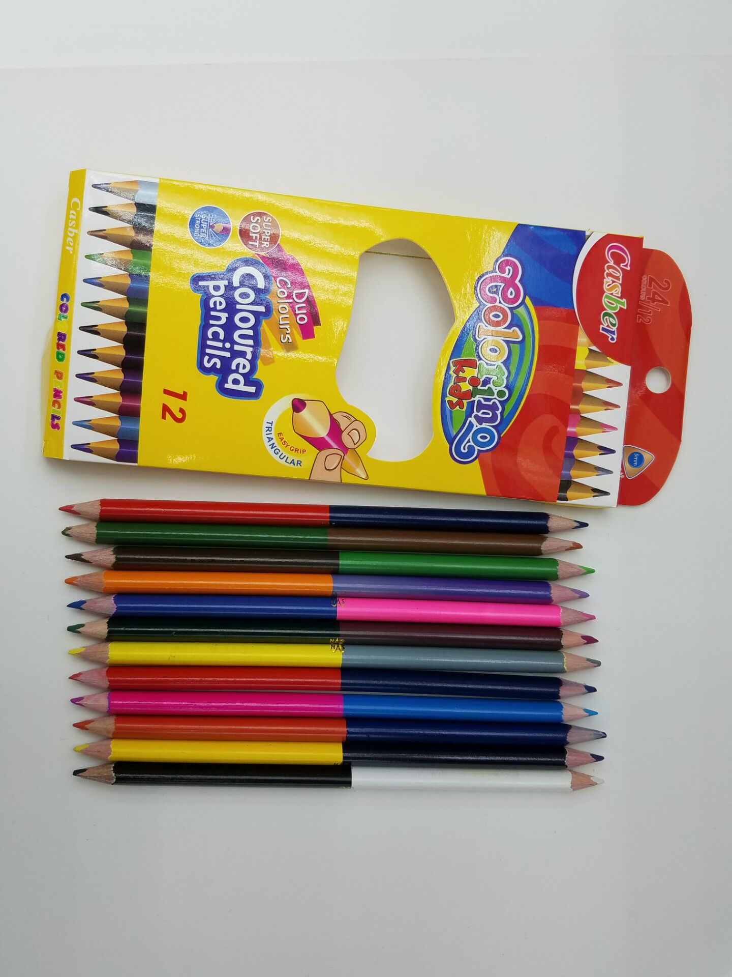 7 inch 12 double color pencils, color box packaging, custom design and logo