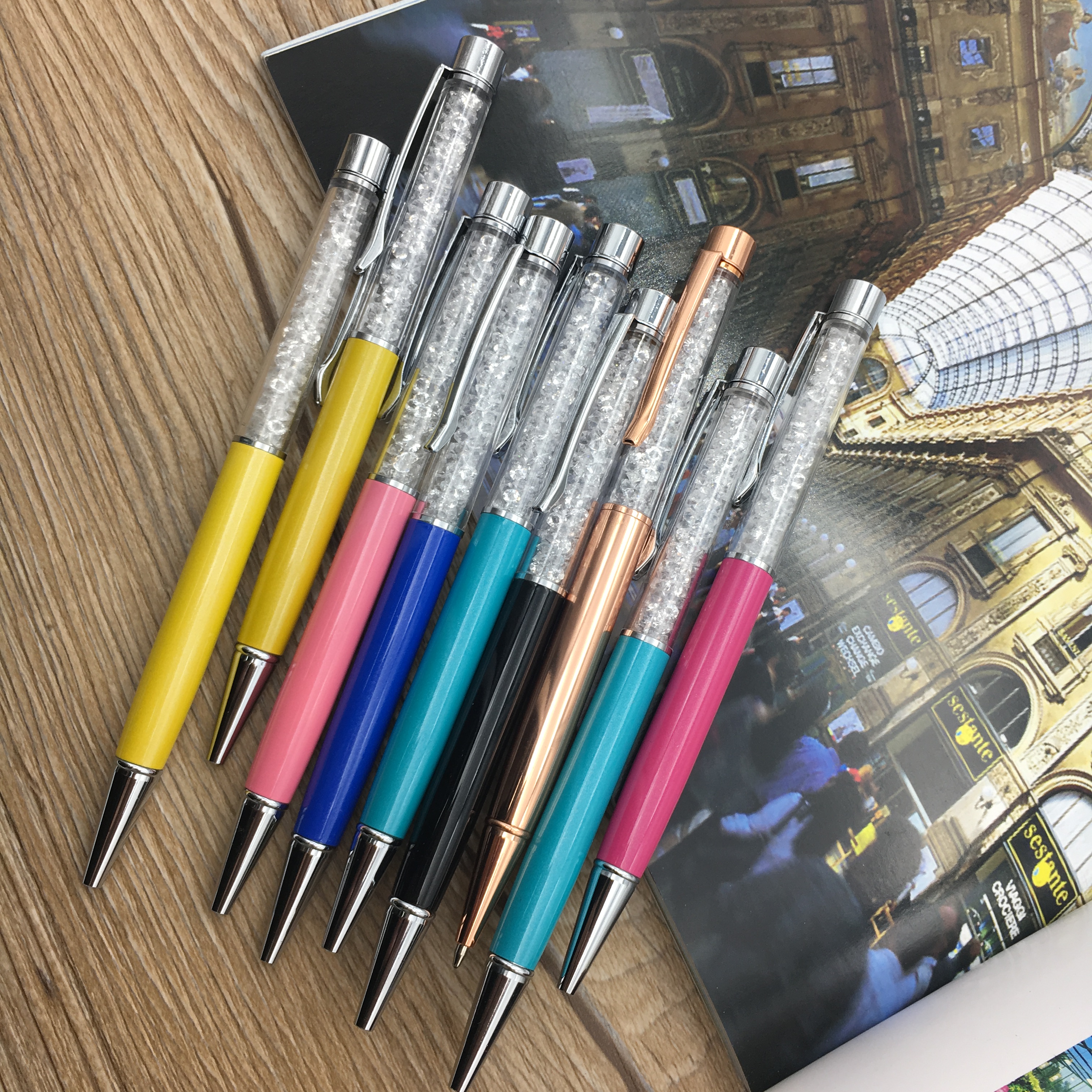 All-copper accessories, color diamond flat head crystal ballpoint pen, direct sales from pen manufacturer, touch capacitive pen full figure