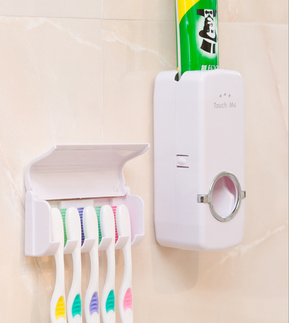 韩国自动挤牙膏器带5位牙刷架 牙膏架