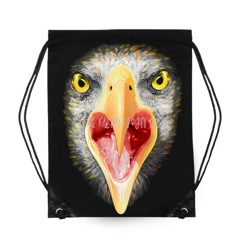 Black drawstring backpacks, cotton two-shoulder bags, stylish men's and women's backpacks, 3D printed bags to be customized thumbnail