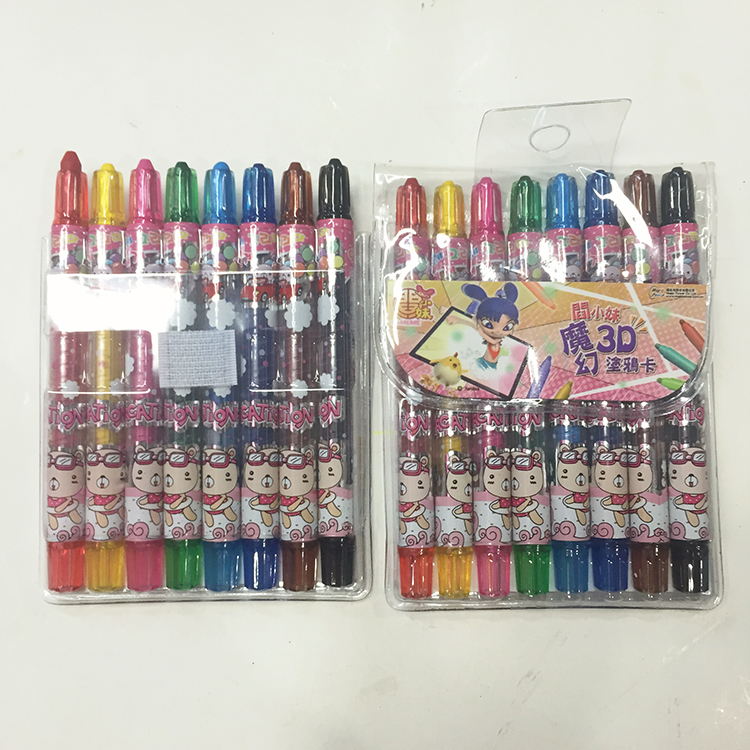 Minda 8-Color Children's Cartoon Short Rotating Crayon Crayon Brush For Children Magic Doodle Color details Picture