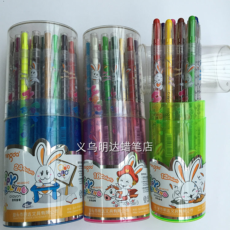 Minda Tube Happy Rabbit 18 Color Rotating Crayon Drawing Pen Lipstick Turn Not Dirty Hands Environmental Non-Toxic Specification drawing