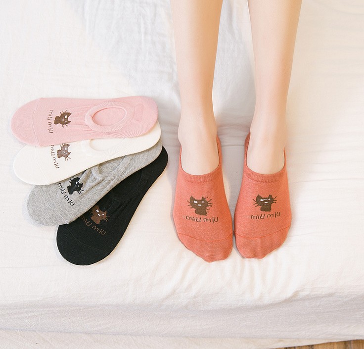 袜子 女士春夏季隐形船袜 女袜全棉五双装