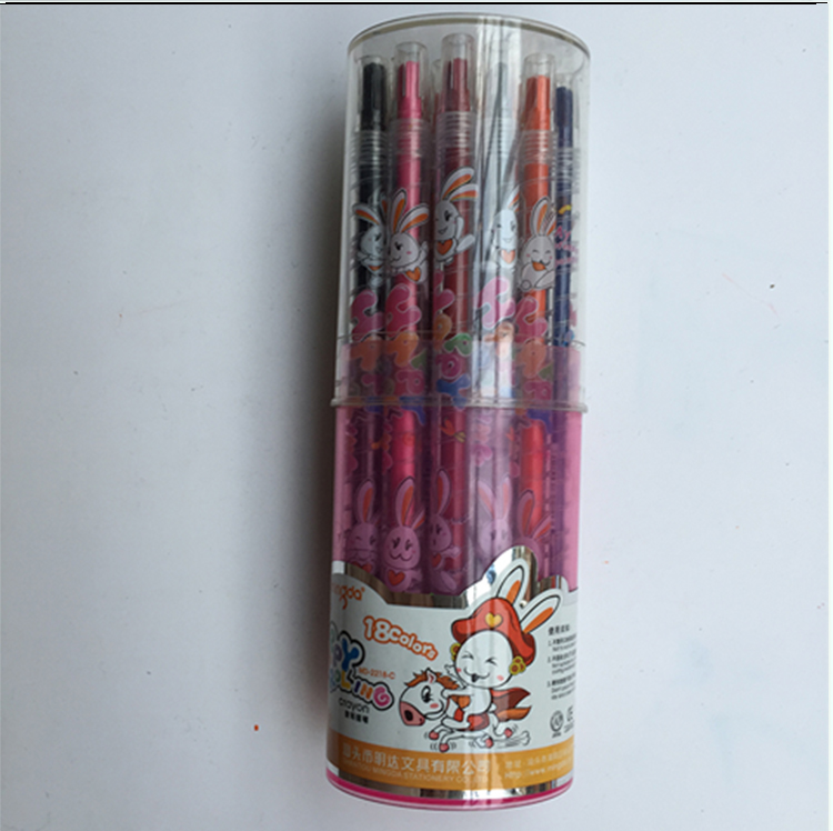 Minda Tube Happy Rabbit 18 Color Rotating Crayon Drawing Pen Lipstick Turn Not Dirty Hands Environmental Non-Toxic