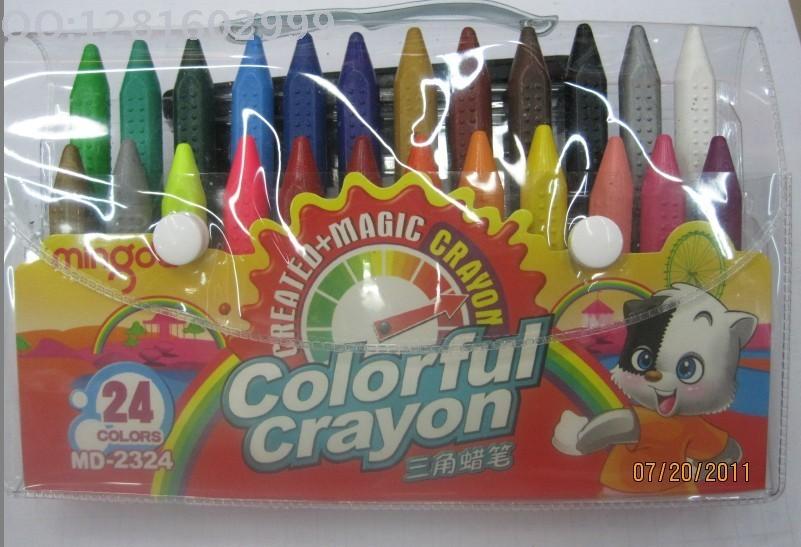 Minda 24 Color Large Plastic Triangle Crayon Children Painting Graffiti Crayon Painting Good Helper Specification drawing