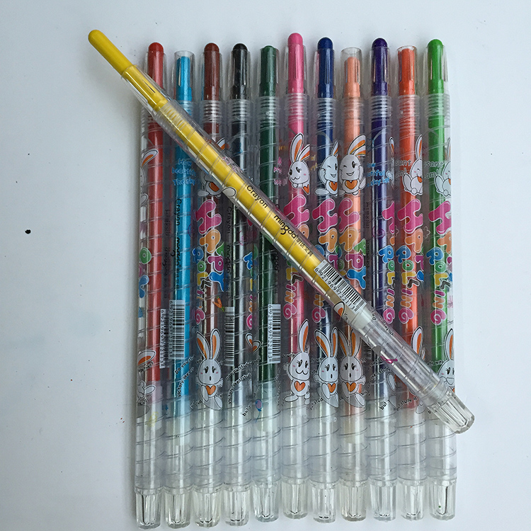 Minda Tube Happy Rabbit 18 Color Rotating Crayon Drawing Pen Lipstick Turn Not Dirty Hands Environmental Non-Toxic Application Scenario