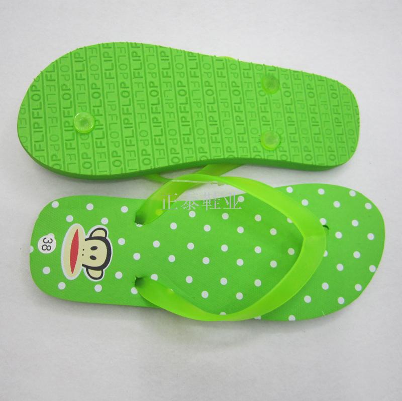 Factory direct sales of custom-made fluorescent green dot women's flip-flops and cooling flip-flops Specification image