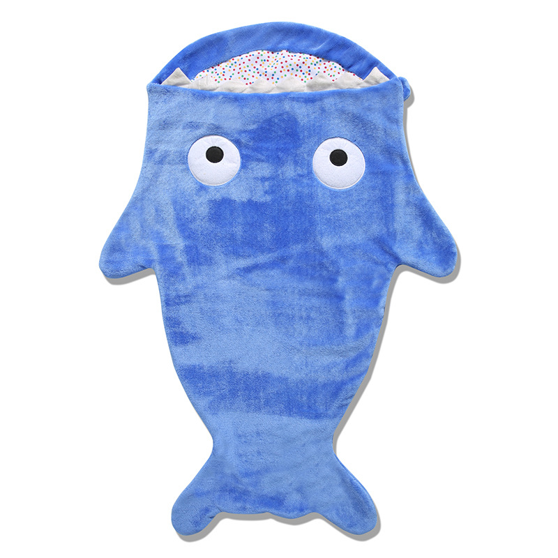 A new, unique and creative product with thickened flannel for baby shark sleeping bags and anti-kick quilts details Picture