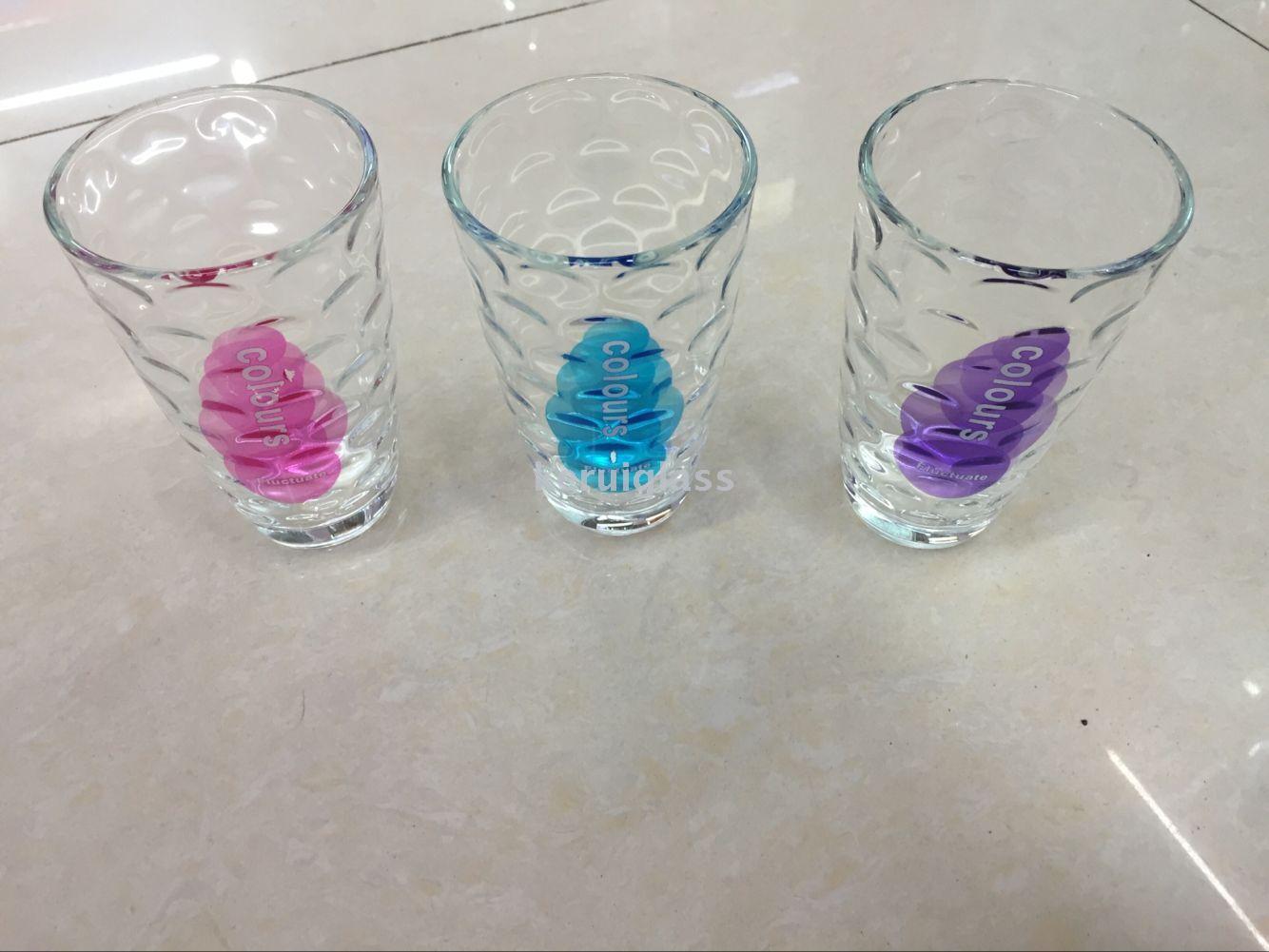 玻璃雨点水杯6PCS印花水杯果汁杯牛奶杯产品图