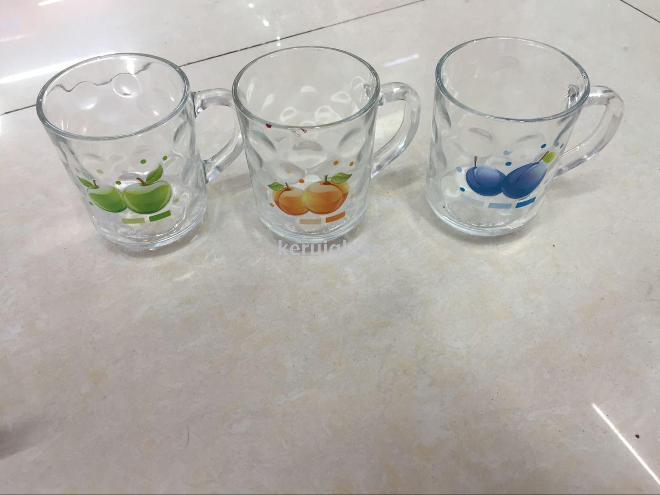 玻璃把杯水果雨点小马克杯水杯牛奶杯饮料杯产品图