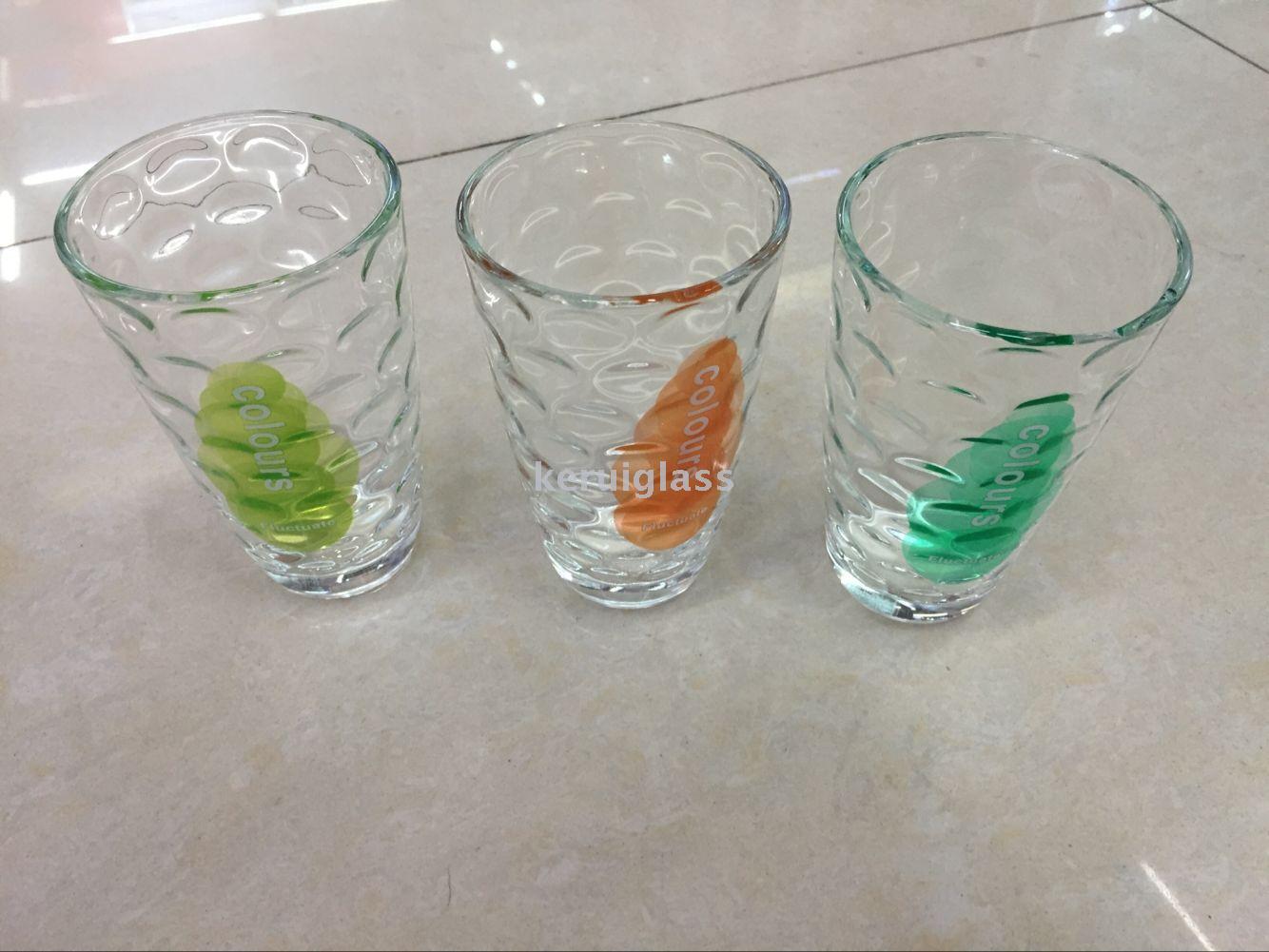 玻璃雨点水杯6PCS印花水杯果汁杯牛奶杯细节图