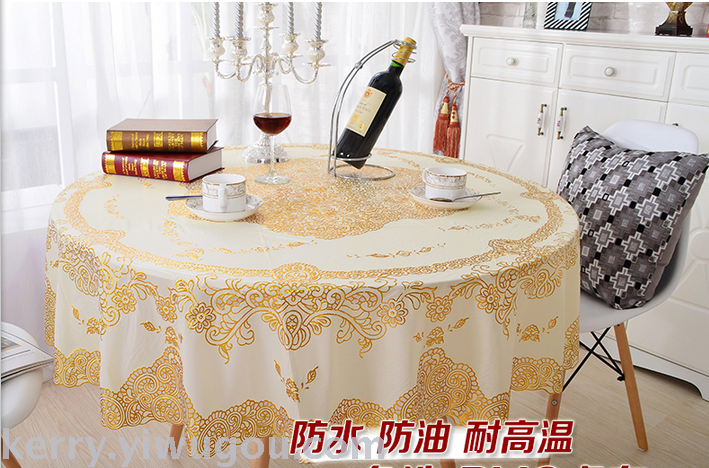 PVC蕾丝镂空烫金烫银高档台布 塑料镂空桌布 高档宫廷桌布细节图