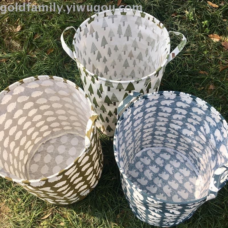Zakka Cotton And Linen Storage Pail Storage Box Basket Laundry Bag Dirty Laundry Basket Bathroom Kitchen Living Home Fold Specification drawing
