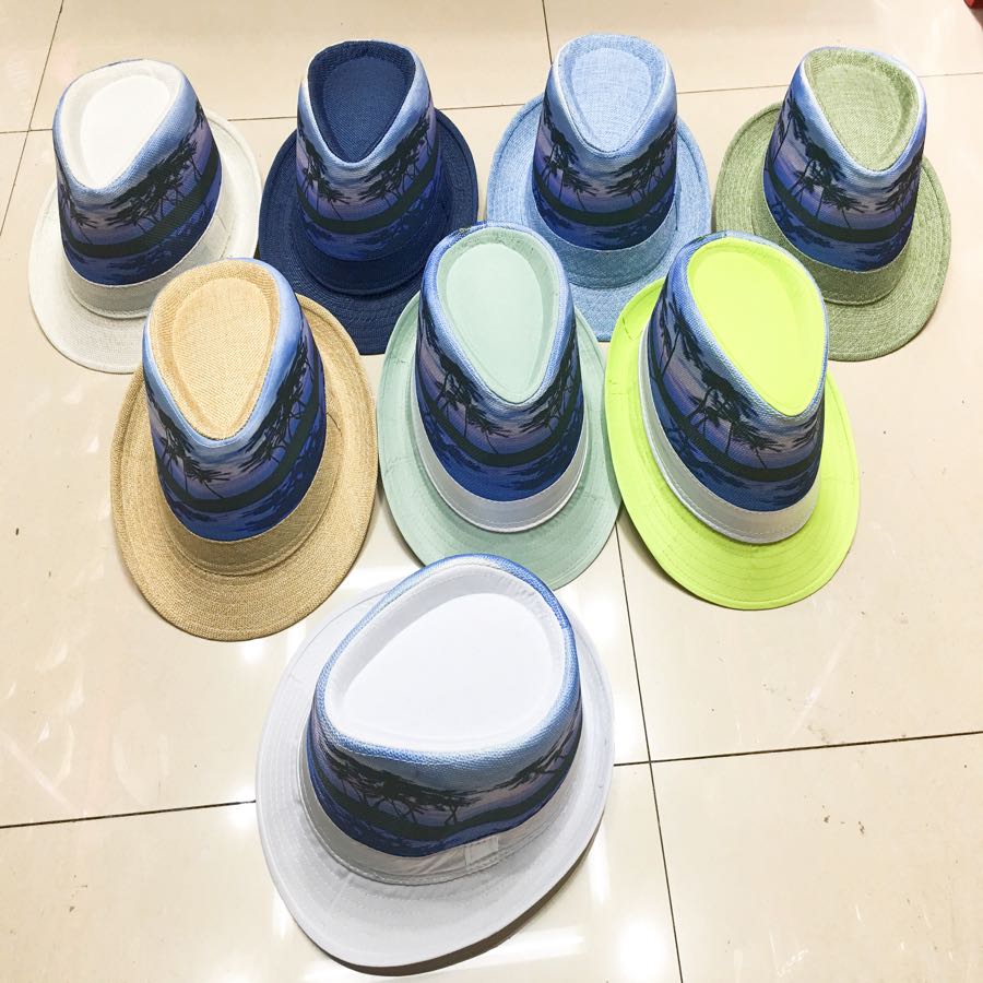 European And American Foreign Trade New Beach Hat Wholesale And Retail British Printed High-End Korean Jazz Hat Papyrus Hemp Material details Picture
