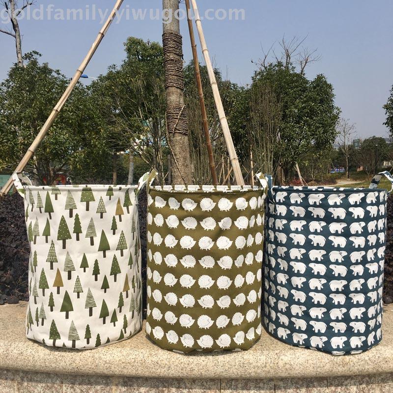Zakka Cotton And Linen Storage Pail Storage Box Basket Laundry Bag Dirty Laundry Basket Bathroom Kitchen Living Home Fold details Picture