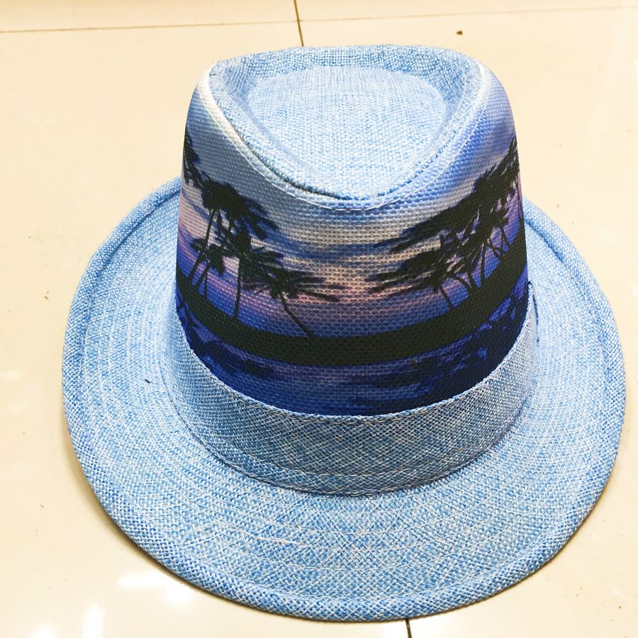 European And American Foreign Trade New Beach Hat Wholesale And Retail British Printed High-End Korean Jazz Hat Papyrus Hemp Material Application Scenario