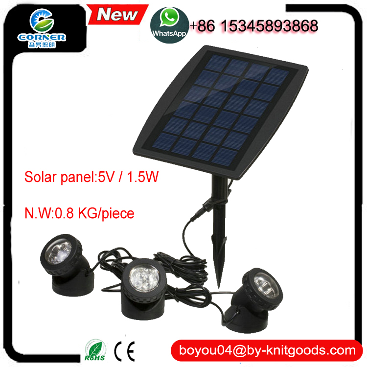Solar-powered three-light multi-color underwater lights diving lights projection lights courtyard lights spotlight pool projection lights