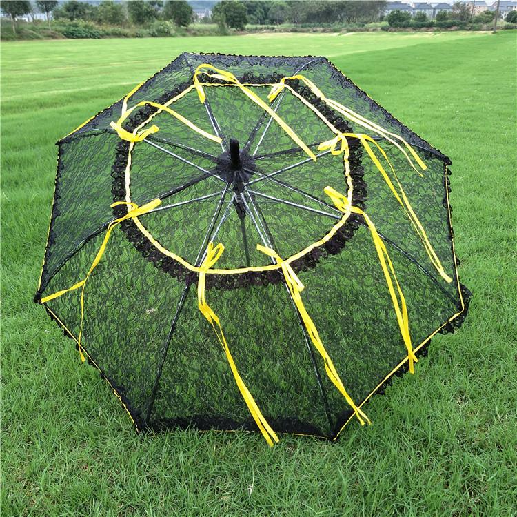 蕾丝黑飘带工艺伞蕾丝伞摄影道具伞舞蹈伞新娘伞产品图