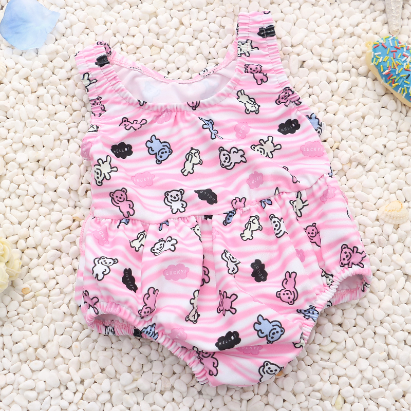 Children's swimming trunks baby baby child swimming trunks girl cartoon swimsuit anti-pee pants hot spring full figure