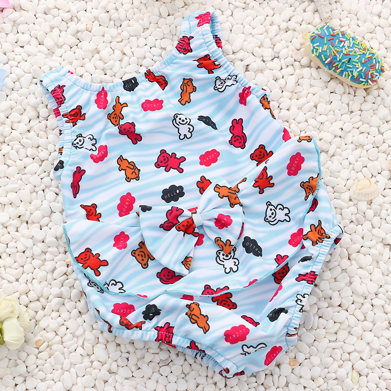 Children's swimming trunks baby baby child swimming trunks girl cartoon swimsuit anti-pee pants hot spring details Picture